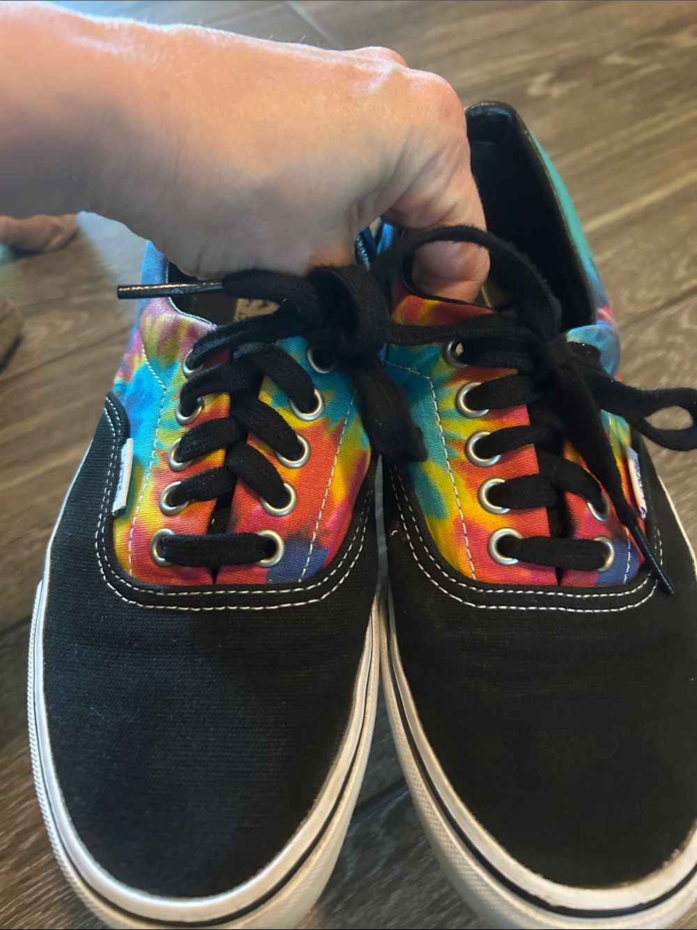 Vans Black Canvas Sneakers with Rainbow Tie-Dye Panels - Picture 11 of 11